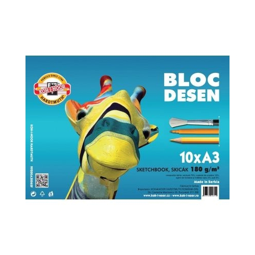 Bloc de desen A3 Koh-i-noor Girafa 10 file 180gmp K99200A3006SF