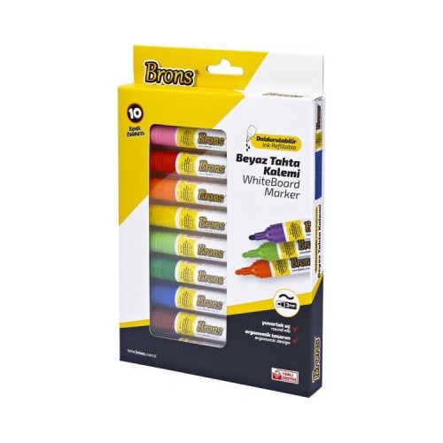 Marker tabla varf rotund 3. 0mm set 10 culori Nova BR-9511