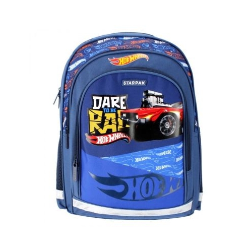 Ghiozdan Starpak Hot Wheels 41cm 3 compartimente 2 buzunare laterale albastru