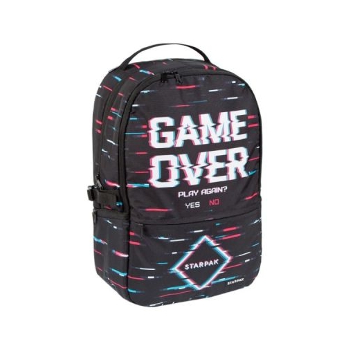 Ghiozdan Starpak Game Over gradinita 2 compartimente 3 buzunare negru