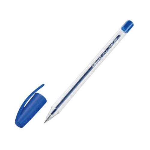 Pix cu bila Pelikan Stick Super Soft cu capac corp transparent albastru