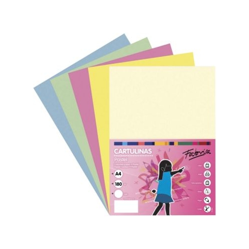 Carton colorat A4 Fabrisa 15506 180gmp mix 5 culori pastel top 250 coli