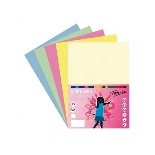 Carton colorat A3 Fabrisa 16237 180gmp mix 5 culori pastel top 50 coli