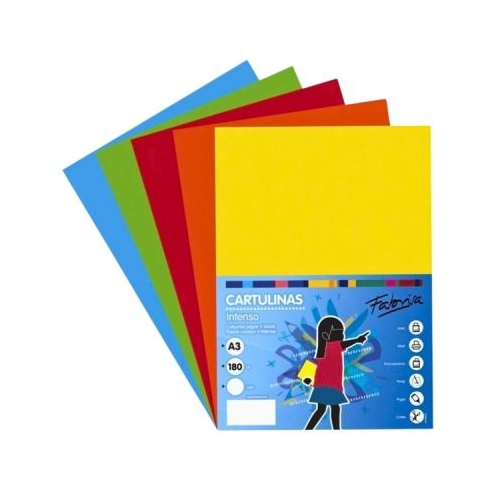 Carton colorat A3 Fabrisa 16238 180gmp mix 5 culori intense top 50 coli