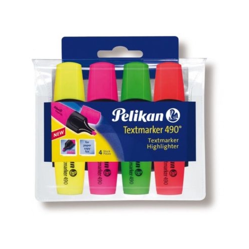 Set 4 textmarkers culori fluorescente galben roz verde orange 490 943324 814058 varf tesit 1-5mm Pelikan