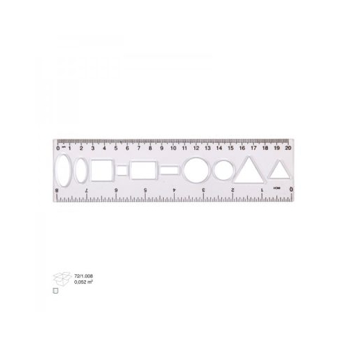 Rigla Ark 038 20cm plastic cu sablon forme geometrice