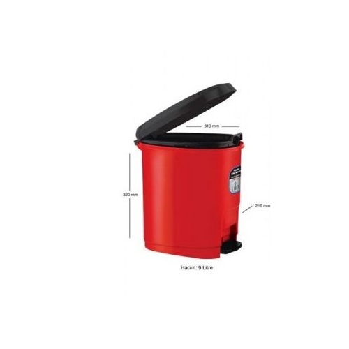 Cos de gunoi ARK 1380 pentru hartie 9 litri plastic cu pedala pentru ridicarea capacului rosu