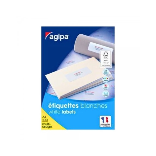 Etichete autocolante Agipa 102417 161A4 25x12mm permanente alb top 100 coli 16100 etichete