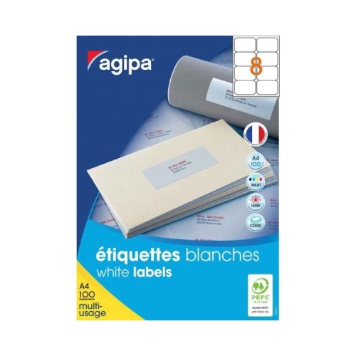 Etichete autocolante Agipa 101110 8A4 99. 1x67. 7 mm permanente colturi rotunjite alb top 100 coli 800 etichete