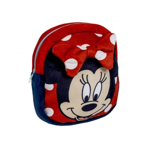 Ghiozdan gradinita mini Cerda Minnie 22 cm 1 compartiment material catifelat rosu cu negru 36896