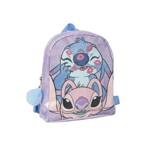 Ghiozdan gradinita Cerda Stitch 23 cm 1 compartiment cu sclipici roz cu albastru 34849