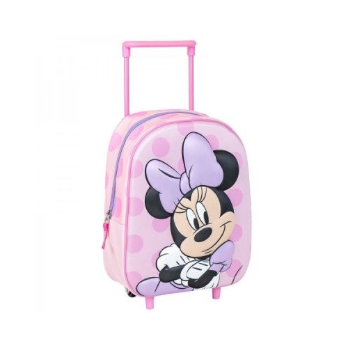 Ghiozdan gradinita Cerda Minnie 3D 37 cm 1 compartiment tip troller roz 37030