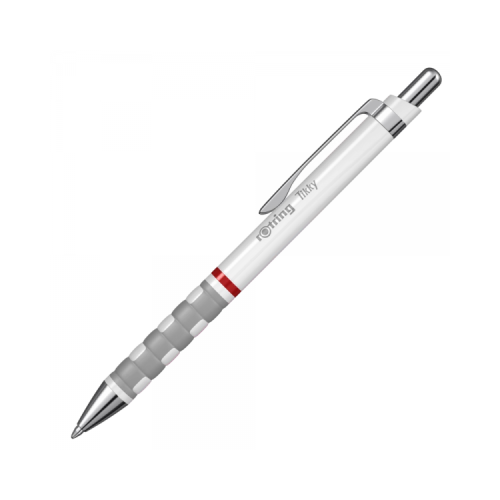 Pix cu bila Rotring Tikky 0. 7mm cu mecanism grip cauciucat alb