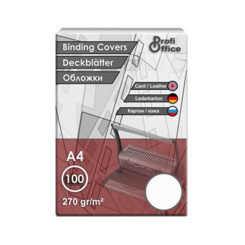 Coperta indosariere A4 ProfiOffice carton alb imitatie piele 270gmp top cu 100 coli
