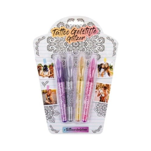 Pix cu gel Trendhaus CH31382 pentru tatuaje set 4 culori cu sclipici