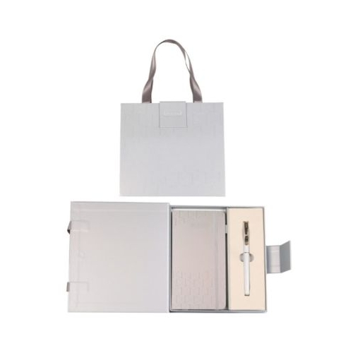 Set cadou stilou albauriu  agenda mate A6 Cresco Classic Premium 8300222 CL-06 cutie argintie magnet