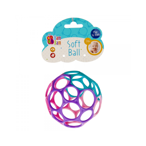 Jucarie bebelusi minge moale culori pastel Bam Bam 515061 3 luni