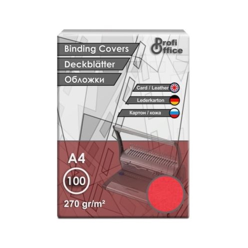 Coperta indosariere A4 ProfiOffice carton rosu imitatie piele 270gmp top cu 100 coli