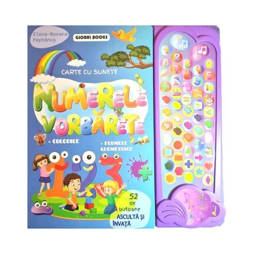 Numerele vorbarete. Carte cu sunete - 52 de butoane - Elena-Roxana Peptanus