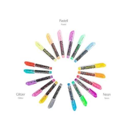 Pix cu gel Trendhaus 955524 cu capac mini set 6 culori neon  pastel  sclipici