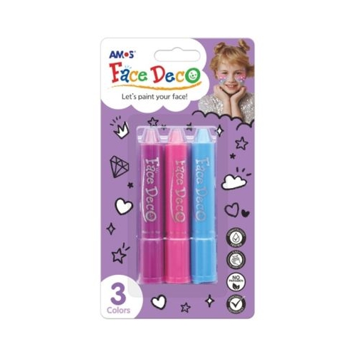 Face Deco AMOS FD5B3G Printesa - set de 3 culori bleu roz siclam