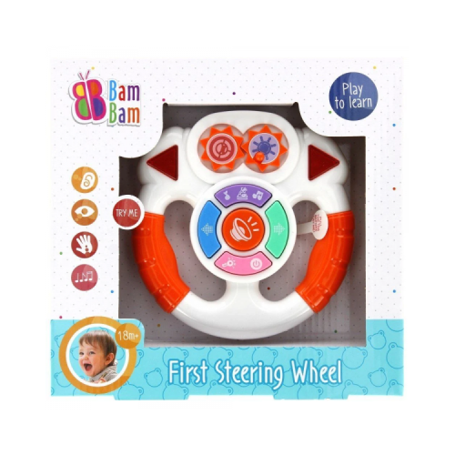 Jucarie bebelusi cu sunete si lumini primul meu volan Bam Bam 515036 18 luni