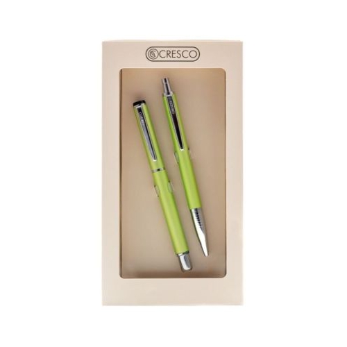 Set cadou stilou  pix Cresco Winner 880059 corp metalic verde pastel clips argintiu