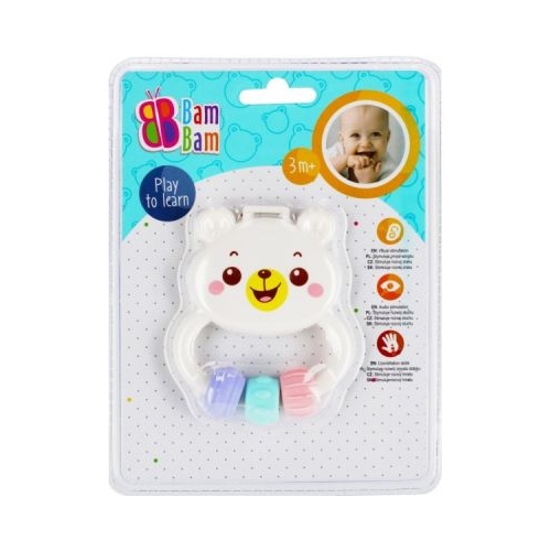 Jucarie bebelusi zornaitoare ursulet alb Bam Bam 414225 0 luni
