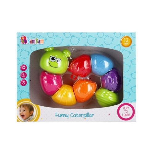 Jucarie bebelusi zornaitoare omida 8 piese colorate Bam Bam 428322 12 luni