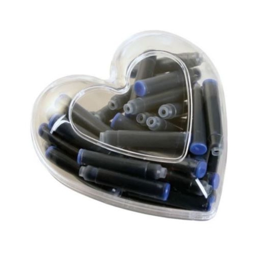 Patroane cerneala scurte rezerve Cresco 80047 cerneala albastra cutie plastic inima cu 50 buc