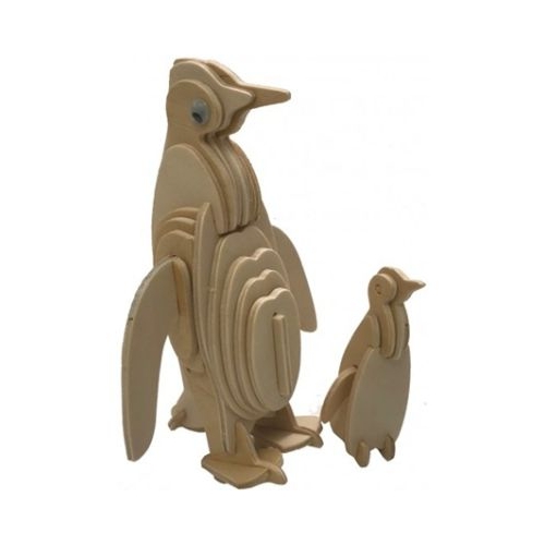 Puzzle lemn 3D - Pinguini de colorat Amos