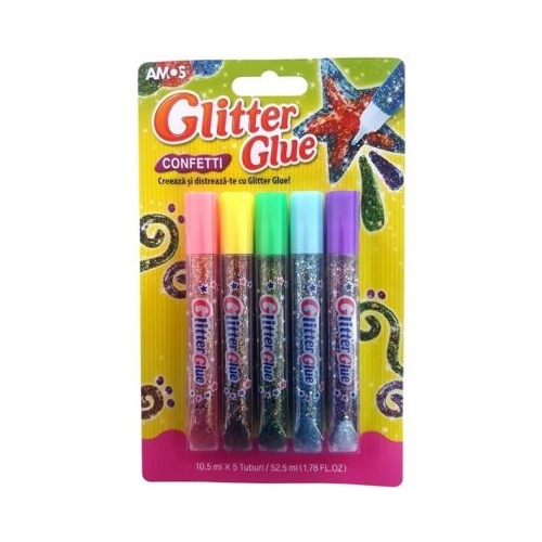 Lipici lichid cu sclipici confeti set 5 buc Amos GCF10B5