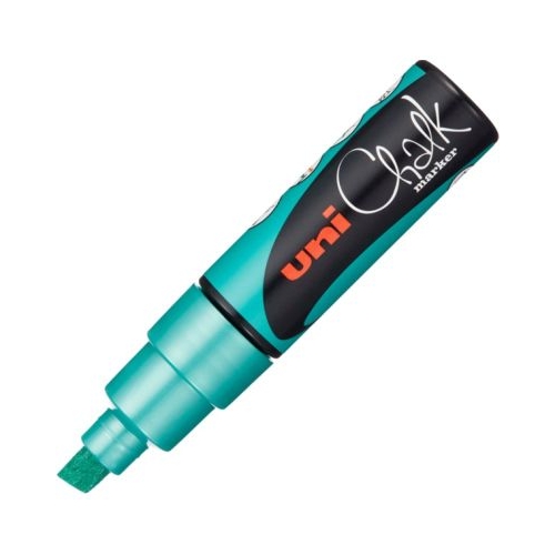Marker cu creta UNI Chalk PWE-8K varf tesit 8. 0mm Verde metalizat
