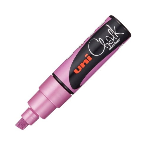 Marker cu creta UNI Chalk PWE-8K varf tesit 8. 0mm Roz metalizat