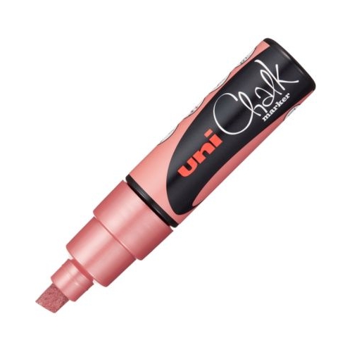 Marker cu creta UNI Chalk PWE-8K varf tesit 8. 0mm Rosu metalizat