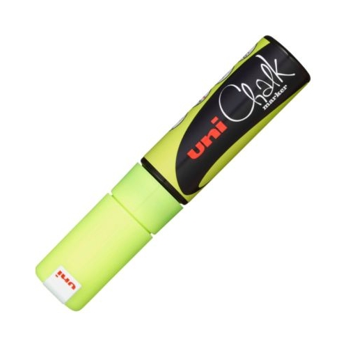 Marker cu creta UNI Chalk PWE-8K varf tesit 8. 0mm Galben fluorescent