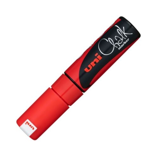 Marker cu creta UNI Chalk PWE-8K varf tesit 8. 0mm Rosu fluorescent