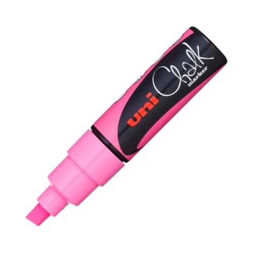 Marker cu creta UNI Chalk PWE-8K varf tesit 8. 0mm Roz fluorescent