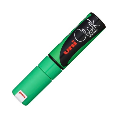 Marker cu creta UNI Chalk PWE-8K varf tesit 8. 0mm Verde fluorescent