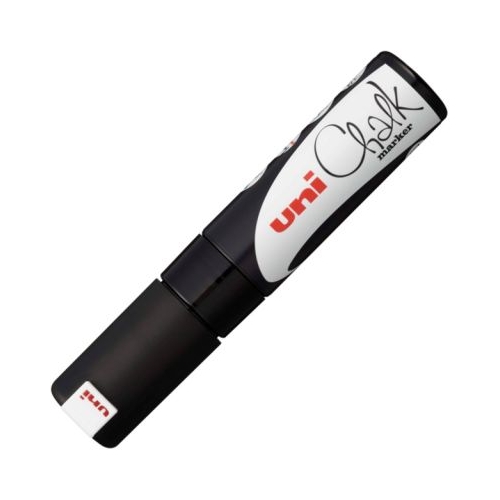 Marker cu creta UNI Chalk PWE-8K varf tesit 8. 0mm Negru