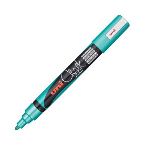 Marker cu creta UNI Chalk PWE-5M varf rotund 1. 8-2. 5mm Verde metalizat