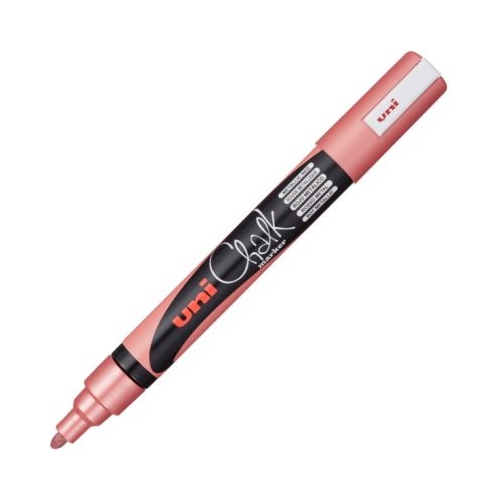 Marker cu creta UNI Chalk PWE-5M varf rotund 1. 8-2. 5mm Rosu metalizat