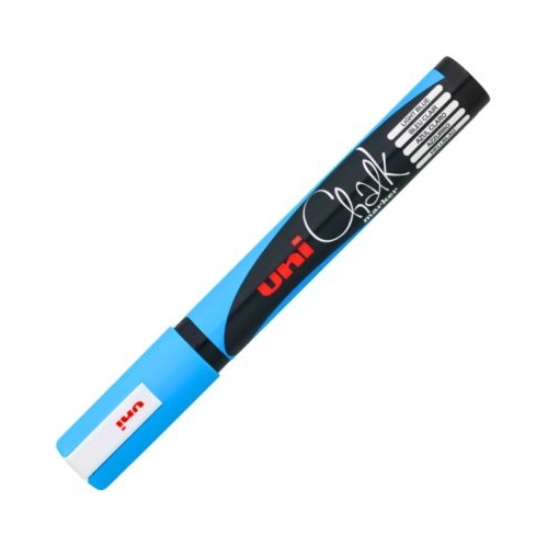 Marker cu creta UNI Chalk PWE-5M varf rotund 1. 8-2. 5mm Bleu