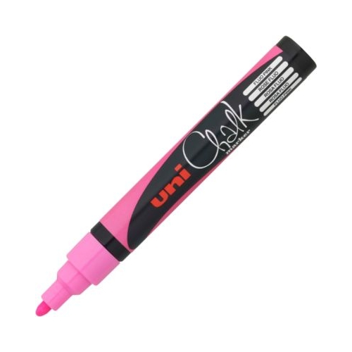 Marker cu creta UNI Chalk PWE-5M varf rotund 1. 8-2. 5mm Roz fluorescent