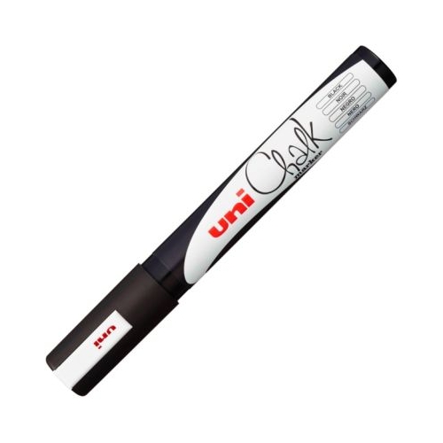 Marker cu creta UNI Chalk PWE-5M varf rotund 1. 8-2. 5mm Negru