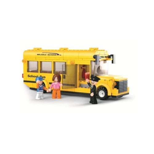 Joc de constructie Autobuz scolar pvc Sluban M38-B0507 219 piese 33x23. 7x5. 4cm