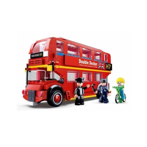 Joc de constructie Autobuz Londonez pvc Sluban M38-B0708 382 piese 42. 5x33x6. 7cm