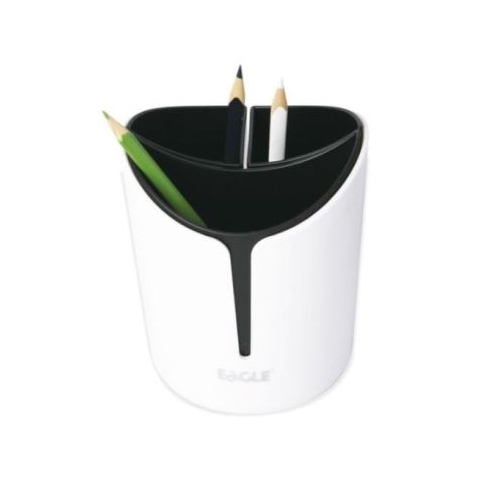 Suport instrumente de scris Eagle P5129 11. 3x13. 3cm 3 compartimente detasabile plastic alb-negru
