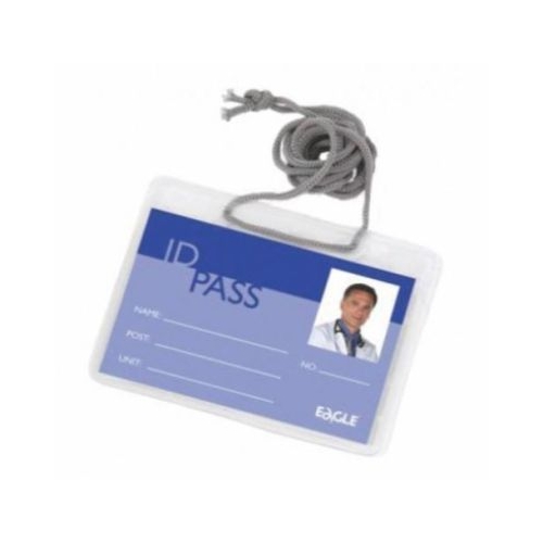 Suport ecuson cu snur Eagle EC0046 orizontal 110x70mm plastic transparent set 12 buc