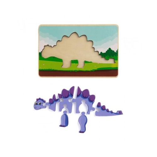 PUZZLE DIN LEMN STEGOZAUR 8 PIESE MOMKI